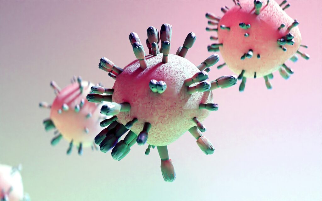 Illustration of the Flu virus spreading.